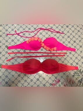 Victoria's Secret Hot Pink & Coral Swim Top